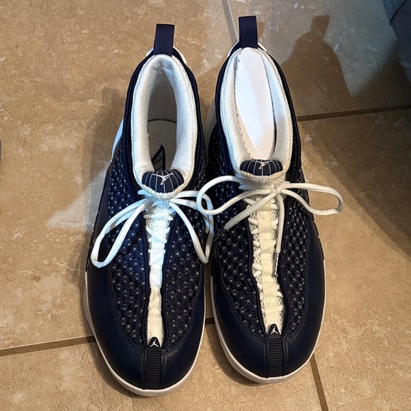 Jordan 15 White/Navy Obsidian - Picture 3 of 5